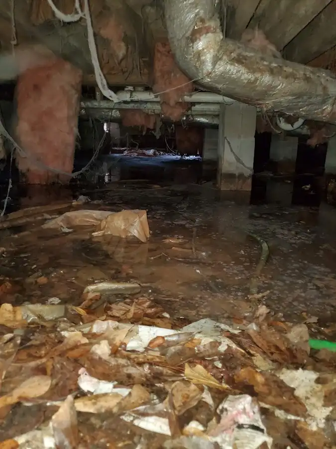 Crawl space flood assessment for Commercial Water Damage Restoration in Pleasant Valley